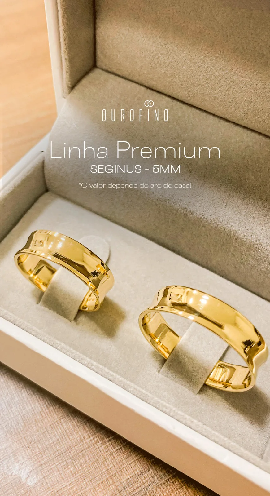 Aliança de casamento em ouro 18k Linha Premium da Ouro Fino Joalheria em Teresina